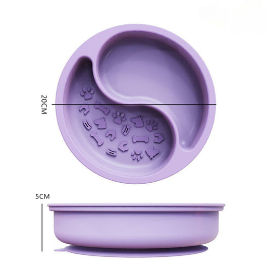 Pet Bowl with Extra-Large Suction Cup and Slow Feeder Desig