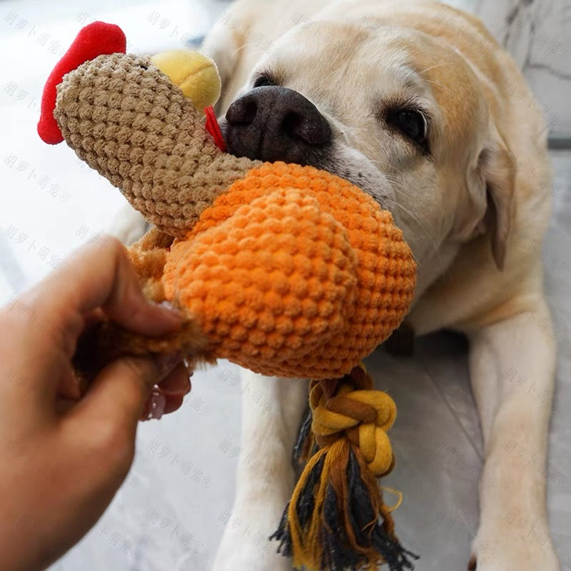 Rooster squeaker plush dog toy