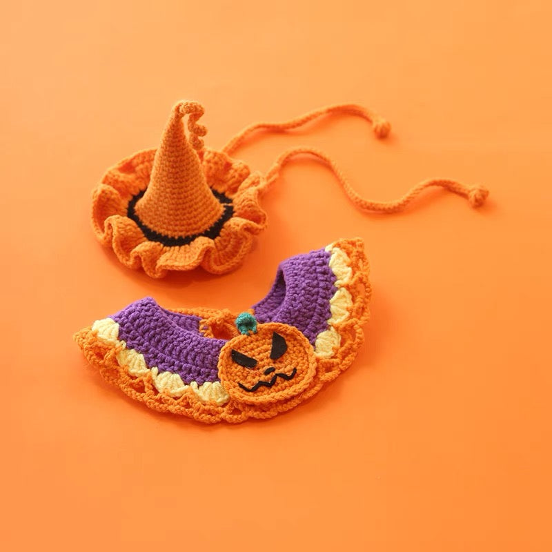 Halloween cat dog bib pumpkin costume