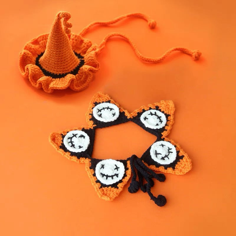 Halloween cat dog bib pumpkin costume