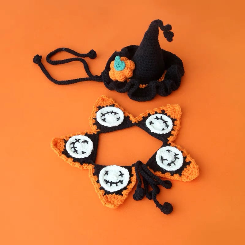 Halloween cat dog bib pumpkin costume