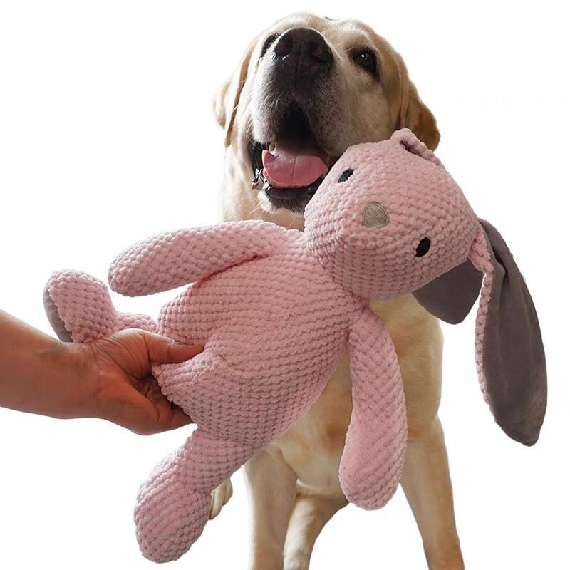 Ultra-Soft Large Pink Rabbit Plush Dog Toy with Multiple Squeakers