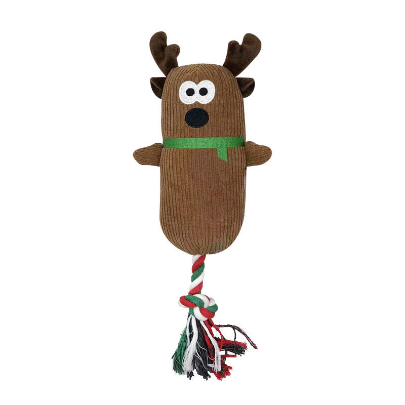 Corduroy Cotton Rope Squeaky Chew Toy - Christmas Edition | Durable & Washable