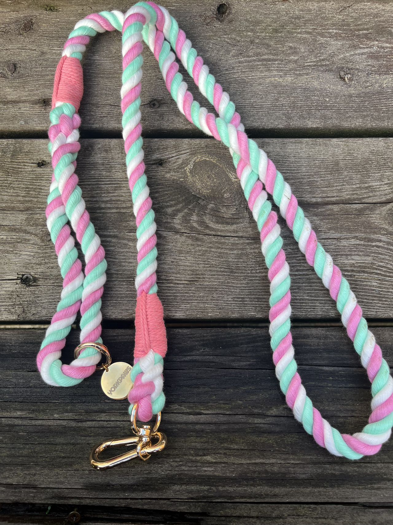 5ft Dog Rope Lead Rainbows Pink