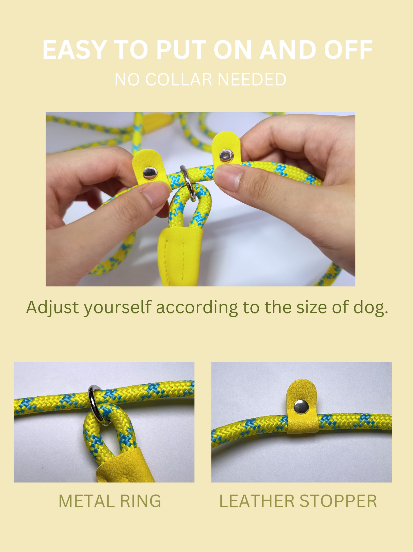 Reflective Dog Slip Lead 0.8*1.8m (Yellow+Green)
