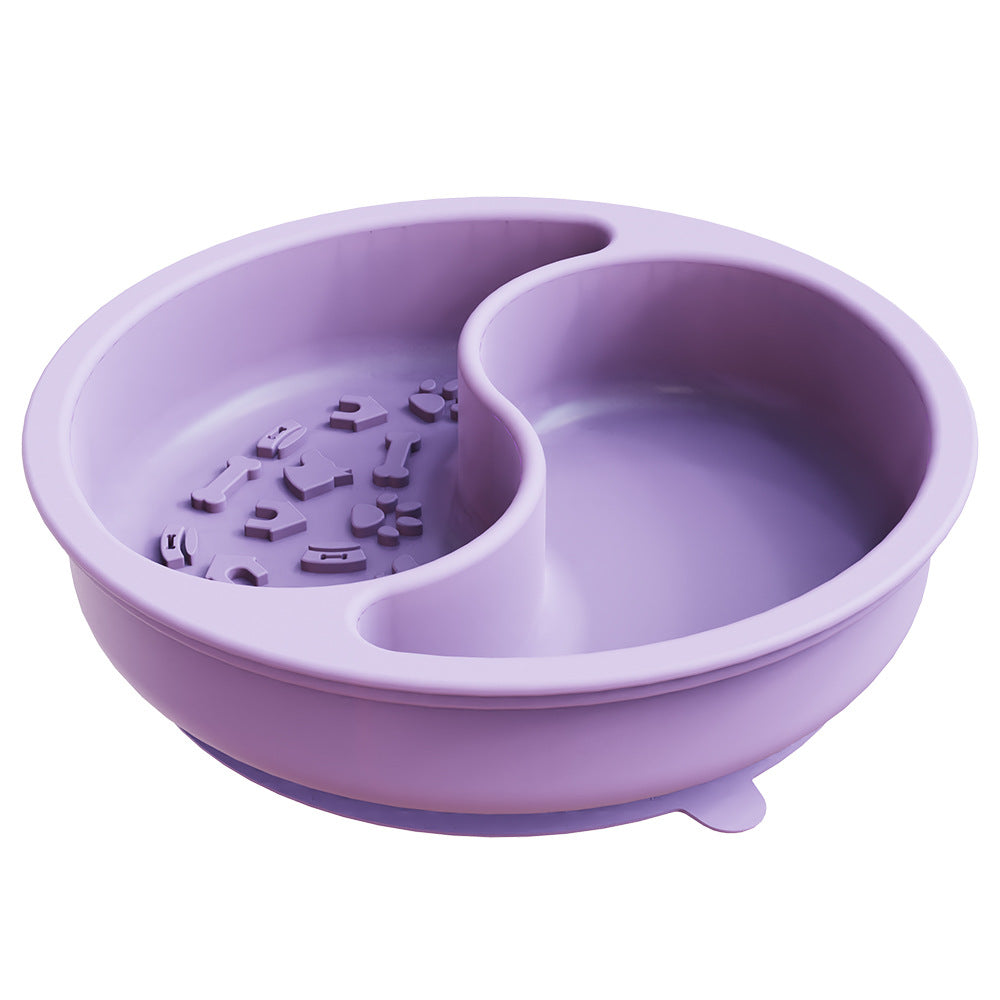 Pet Bowl with Extra-Large Suction Cup and Slow Feeder Desig