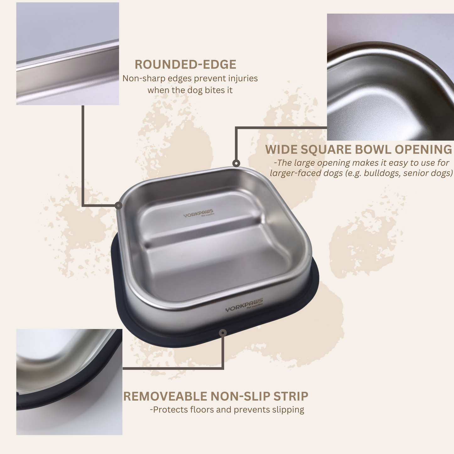 Food-Grade Stainless Steel Tilted Food Bowl