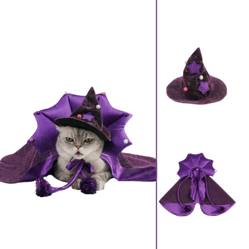 Halloween Pet Costume Witch Cloak with Hat